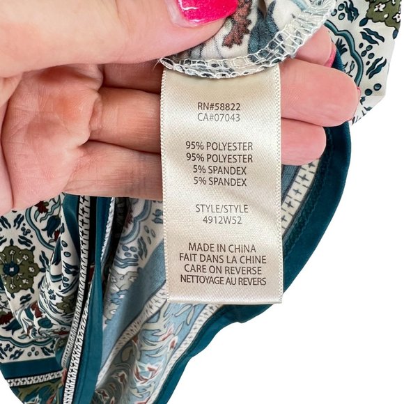 Max Studio Teal Geometric Shift Mini Dress Short Sleeve Boat Neck Women's Size S - Picture 5 of 6